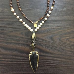 Gold Arrowhead Tribal Bead Necklace